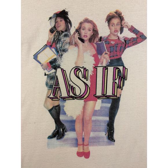 Clueless “As If” Graphic Tee Women’s XL White Retro 90s Movie Shirt - Picture 4 of 9